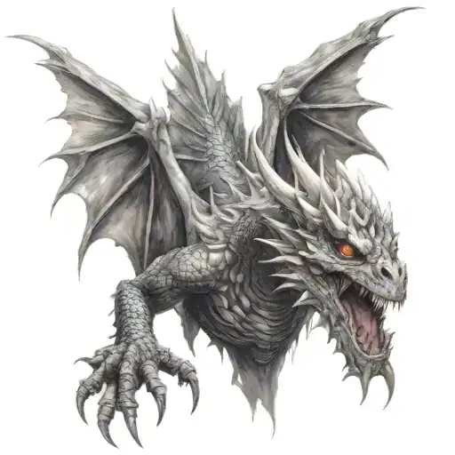 undead dragon tattoo design idea