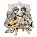 Naruto and Sasuke playing chess tattoo design idea