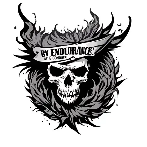 BY ENDURANCE WE CONQUER tattoo design idea