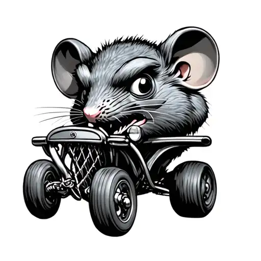 rat fink driving tattoo design idea