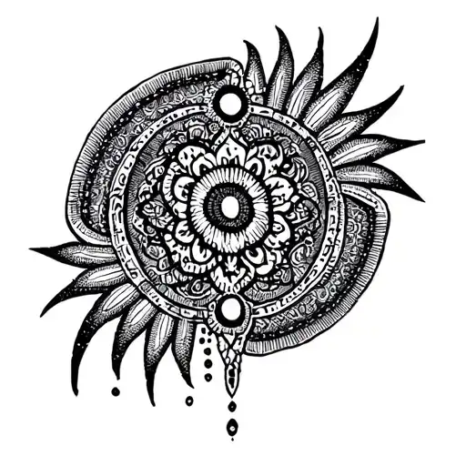 neotribal y2k cybersigilism, ornament with a long vertical line at the bottom  tattoo design idea