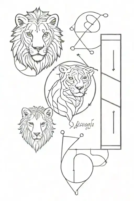  as a tattoo expert i need you to Combine the symbols of Leo,  Aries, and Gemini into one cohesive tattoo design  minima tattoo design idea