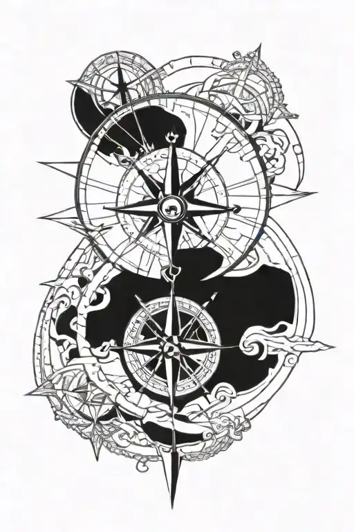nautical compass tattoo design idea