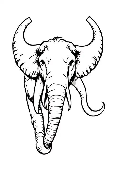 happy mammoth head tattoo design idea