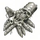 ripped glove with skull hand tattoo design idea