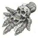 ripped glove with skull hand tattoo design idea