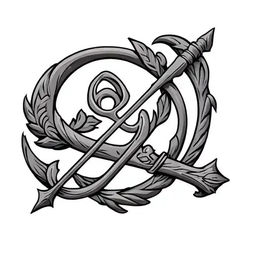 Greek Chi Rho with shepherds staff and sling tattoo design idea