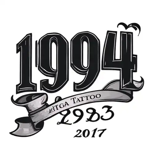 "1994 1993 2017" birthdate written tattoo design idea