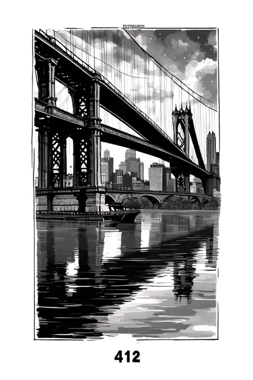 pittsburgh theme, bridges, the number  412, skyline tattoo design idea