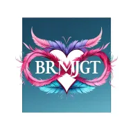 "BRMJGT"  letters incorporated in forming infinity symbol heart feathers tattoo design idea