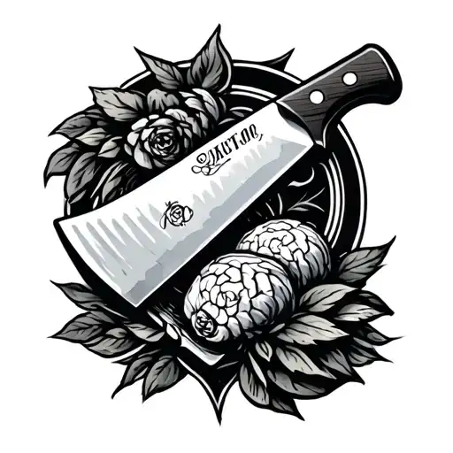 butcher knife tattoo design idea