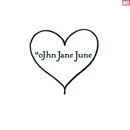 "John Jane June " "John Jane June " heart for poly throuple  tattoo design idea