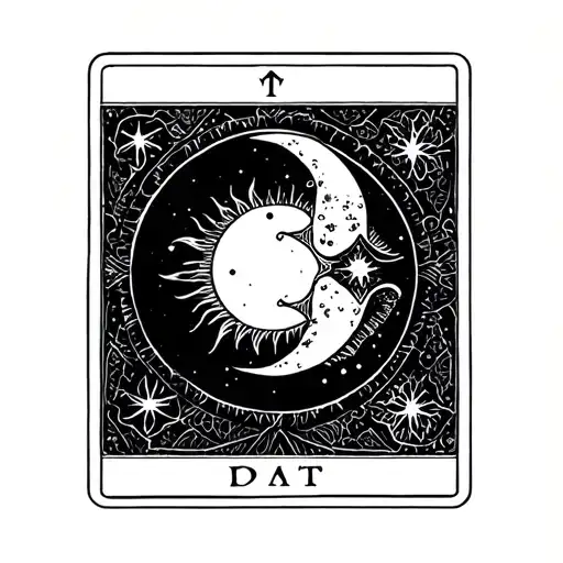 Sun moon and star tarot cards tattoo design idea