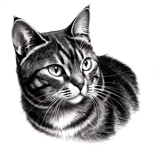 British shorthair cat infront tattoo design idea