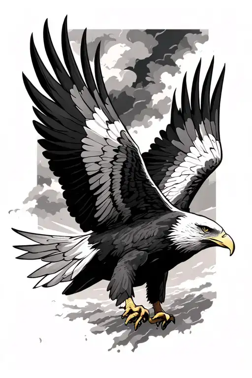 eagle flying through a stormy sky tattoo design idea