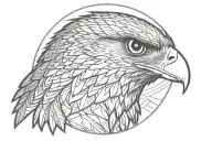 falcon head in center of rocky mountains tattoo design idea