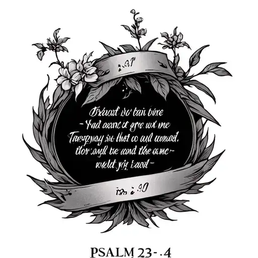 psalm 23:4 verse with imagery  tattoo design idea
