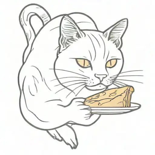 cat with toast in mouth tattoo design idea