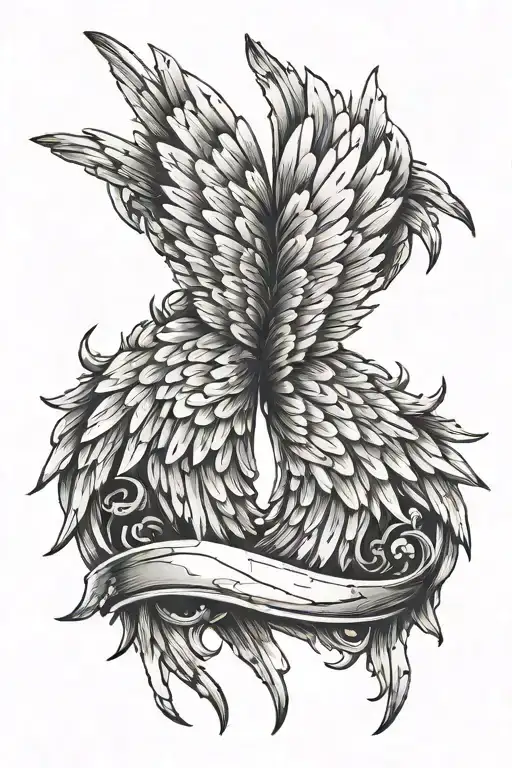 Angel wings one broken  tattoo design idea