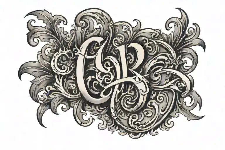 GB Letter tattoo on boy left chest or arm with black and grey shade  tattoo design idea