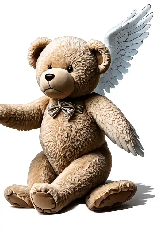 teddy bear with angel tattoo design idea