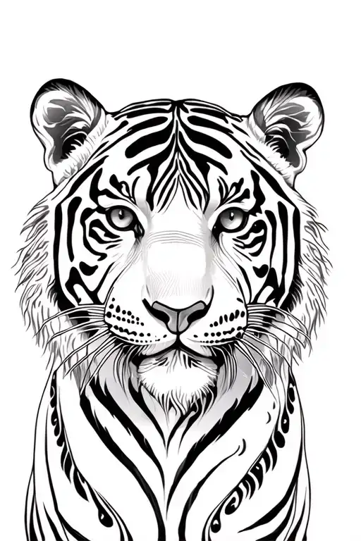 bengal tiger with henna patterns as fur tattoo design idea