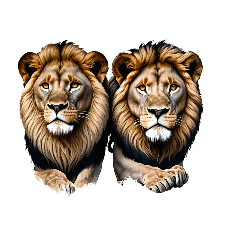 Father and son lions tattoo design idea