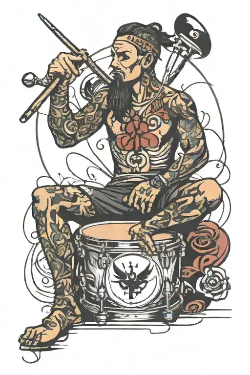 drummer sitting tattoo design idea