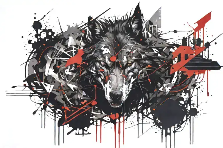dark demonic wolf tattoo design idea