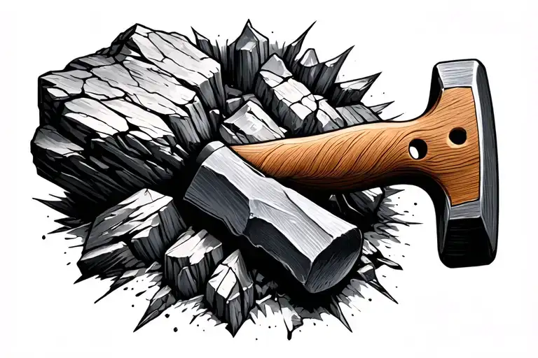 fault geology rock hammer tattoo design idea