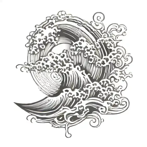 eighteen with waves tattoo design idea