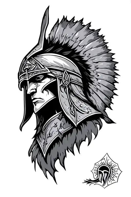 Norse spartan wilderness tattoo design idea