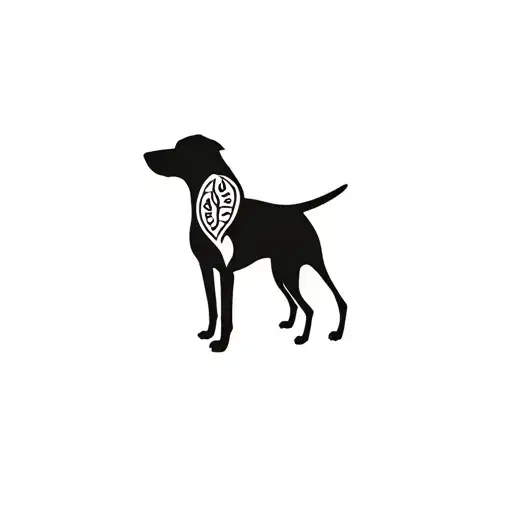 A minimalist tattoo of a dog silhouette with a coffee bean pattern inside tattoo design idea