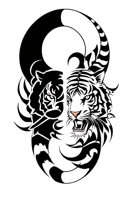 tiger vs crab yin tattoo design idea