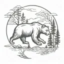 bear and bow hunting scene tattoo design idea