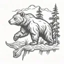 bear and bow hunting scene tattoo design idea