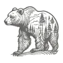 bear and bow hunting scene tattoo design idea