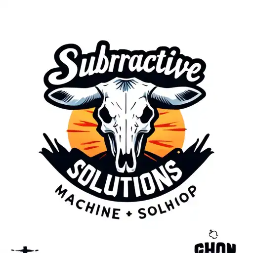 "Subtractive Solutions" "Subtractive Solutions" "Subtractive Solutions" "Subtractive Solutions" Logo for a machine shop based in Arizona using the outline of the state line, a cow skull cactus. tattoo design idea