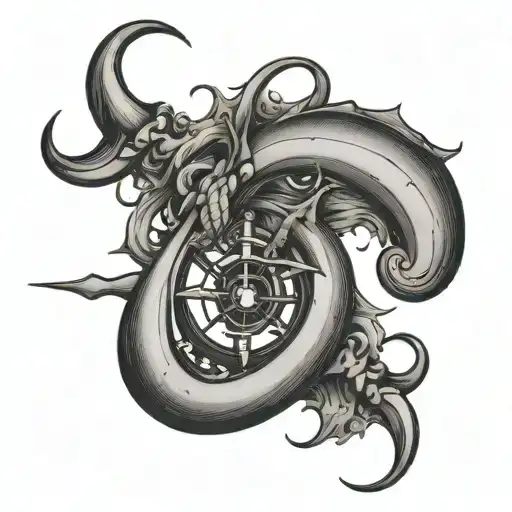 nautical and fishing hook tattoo design idea