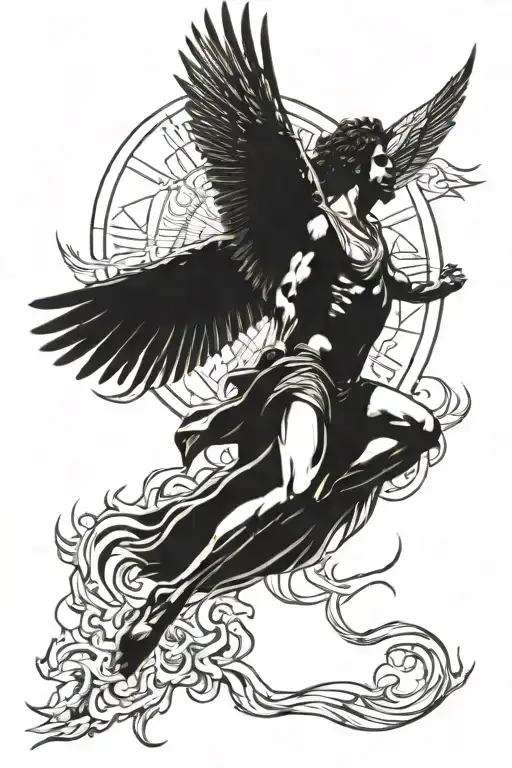 icarus falling from the sun tattoo design idea