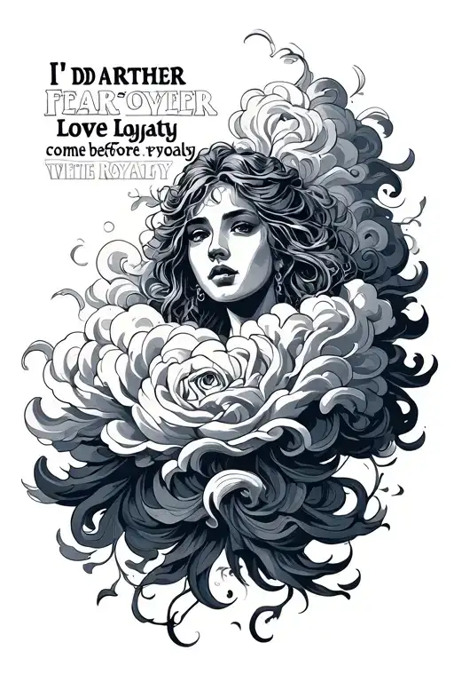 I'd rather fear over love loyalty come before royalty with clouds tattoo design idea