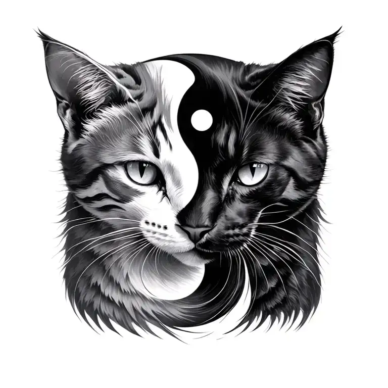 yin yang cats tattoo design idea