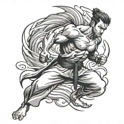 karate muscles tattoo design idea
