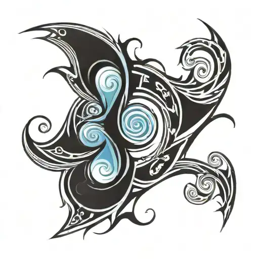 pale blue tornado with gusts of wind tattoo design idea
