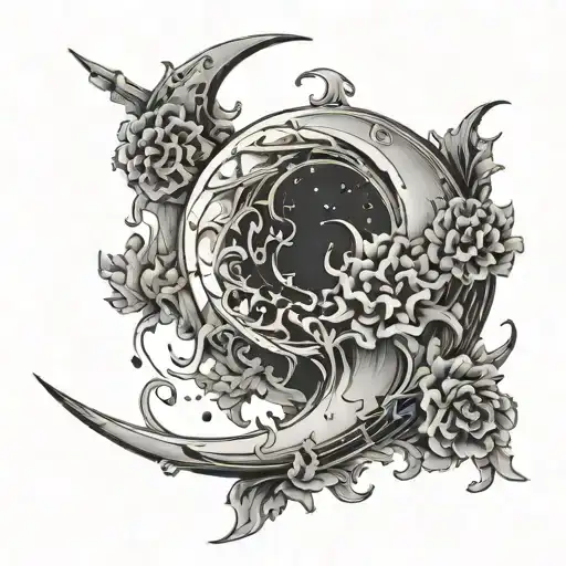 Suminagashi Crescent Moon related to Moonknight  tattoo design idea