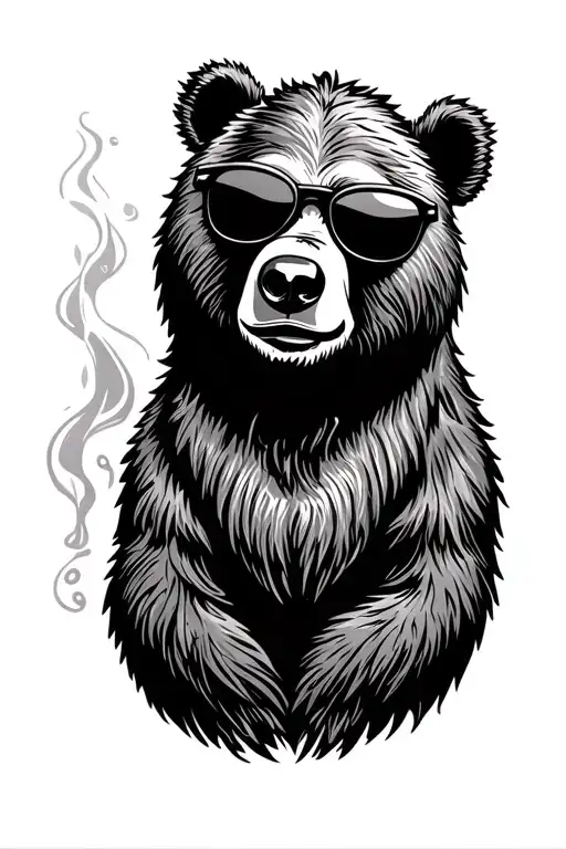 Smokey the bear with sunglasses tattoo design idea
