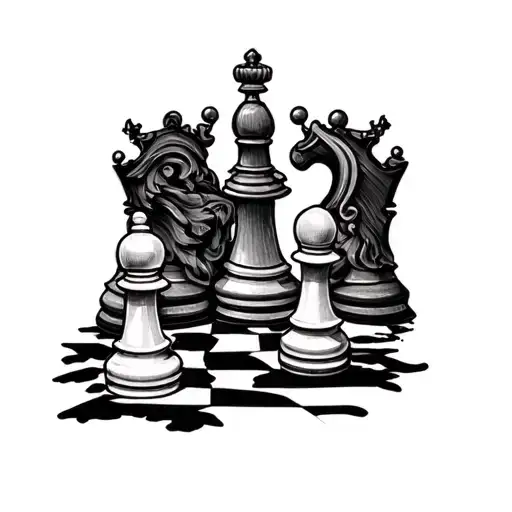 queen chess checkmate tattoo design idea
