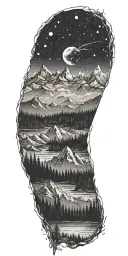 aquarius constellation with mountains with forest  tattoo design idea