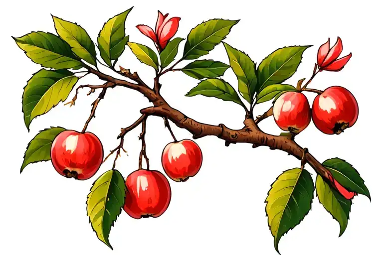 tree branch with crabapple blossoms tattoo design idea