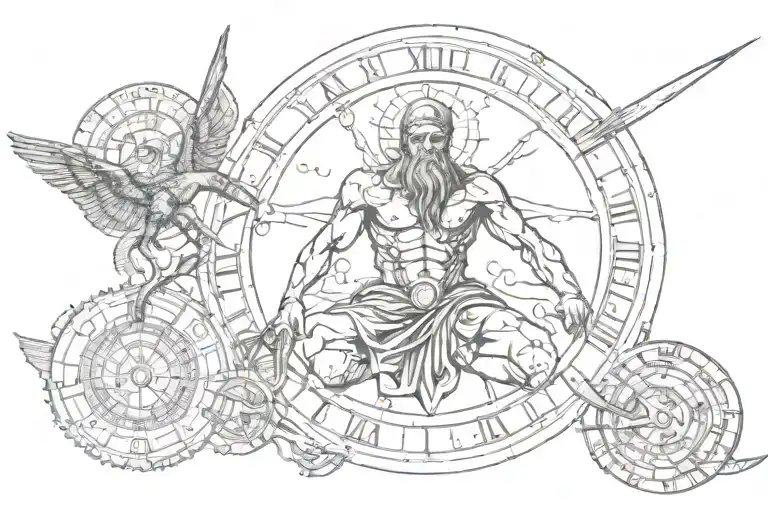 chronos God of time tattoo design idea